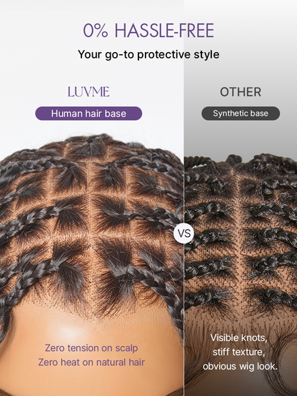 HD Full Lace Knotless Boho Curls Braided Bob Pre-Cut Lace Wig Flexi Fit Invisi Drawstring Cap