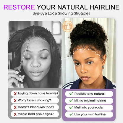4C Curly Edges Hairline Glueless Curly Lace Front Human Hair Wig With Super Natural Hairline 220% Density