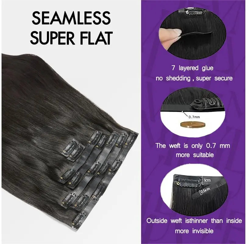 Seamless Virgin Human Hair Extensions - Various Textures