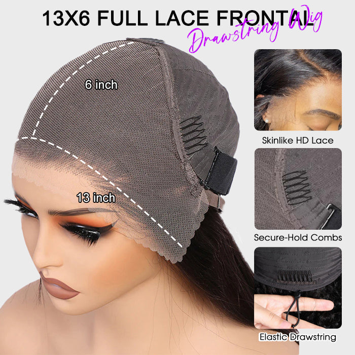 Knotless Boho Braids HD 13x6 Lace Frontal Human Hair Wig Flexi Fit Drawstring Cap Water Wave Glueless Braided Wigs For Women