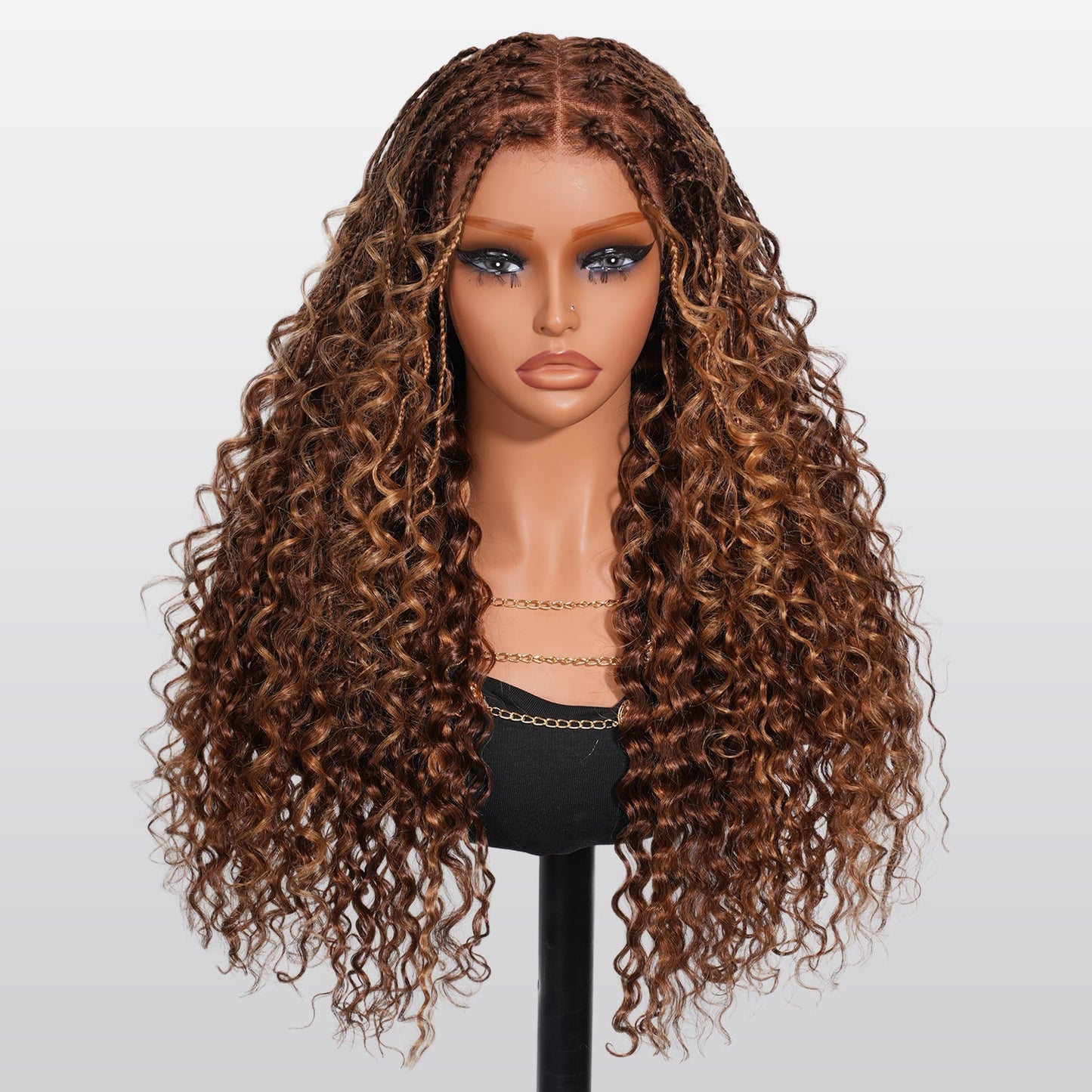 Knotless Boho Braids HD 13x6 Lace Frontal Human Hair Wig Flexi Fit Drawstring Cap Water Wave Glueless Braided Wigs For Women