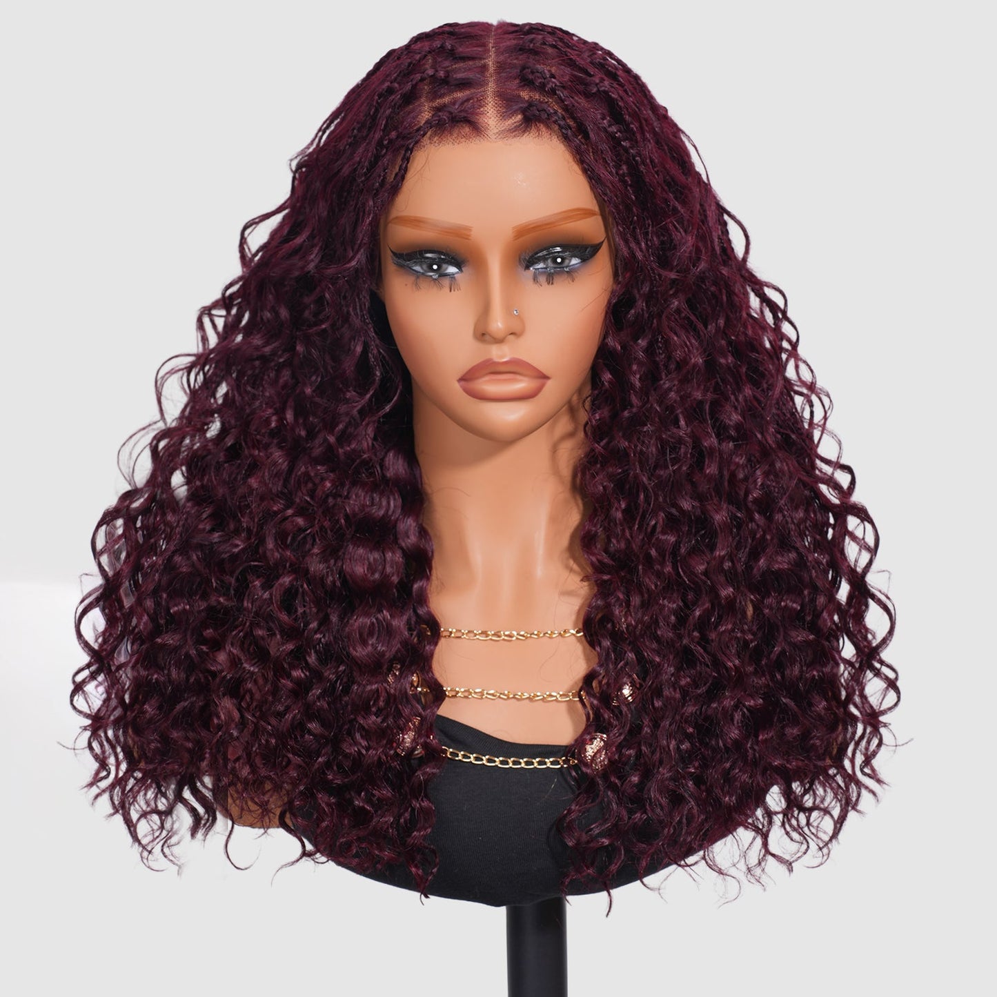 Knotless Boho Braids HD 13x6 Lace Frontal Human Hair Wig Flexi Fit Drawstring Cap Water Wave Glueless Braided Wigs For Women