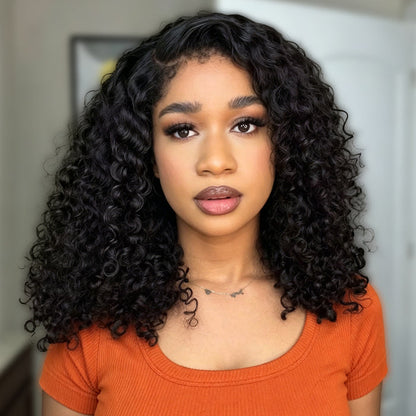 4C Curly Edges Hairline Glueless Curly Lace Front Human Hair Wig With Super Natural Hairline 220% Density