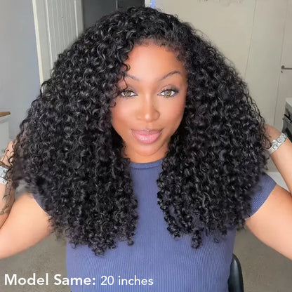 4C Curly Edges Hairline Glueless Curly Lace Front Human Hair Wig With Super Natural Hairline 220% Density