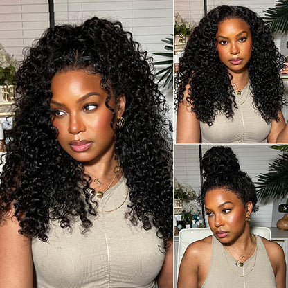 4C Curly Edges Hairline Glueless Curly Lace Front Human Hair Wig With Super Natural Hairline 220% Density