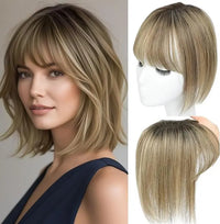 🔥🔥Medium Brown Mix Blonde with Dark Brown Rootilver Blonde